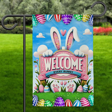 Welcome Home Cute Bunny Eggs Garden Flag - Gift for Easter Day