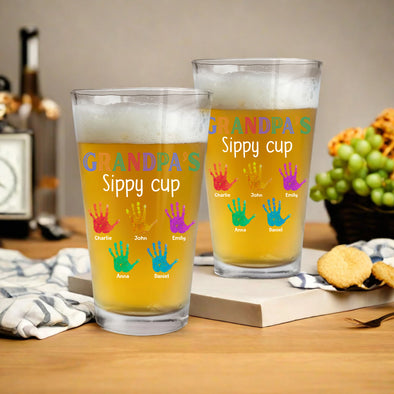 Grandpa's Sippy Cup Personalized Beer Glass - Gift For Father's Day, Dad, Grandpa