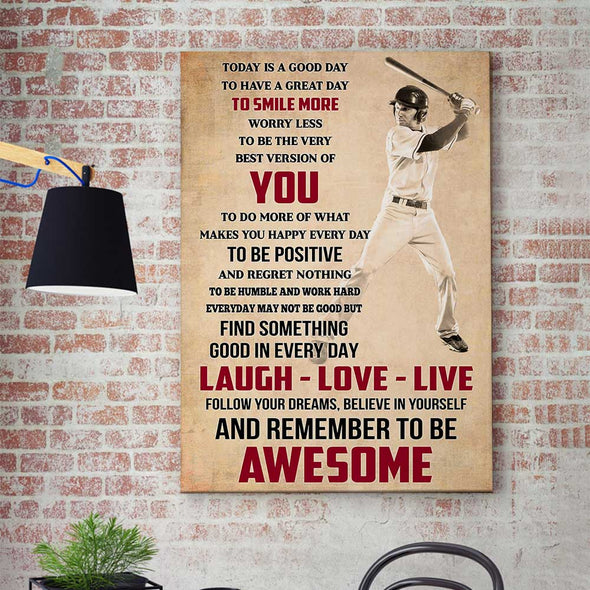 Custom Photo Remember To Be Awesome Baseball Canvas Wall Art Prints