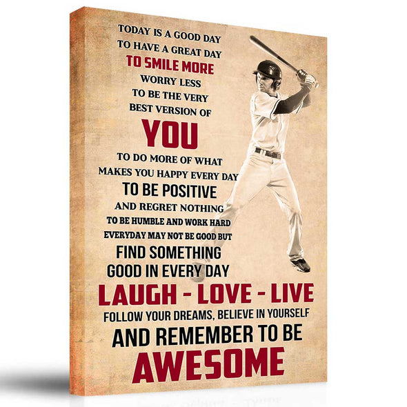 Custom Photo Remember To Be Awesome Baseball Canvas Wall Art Prints