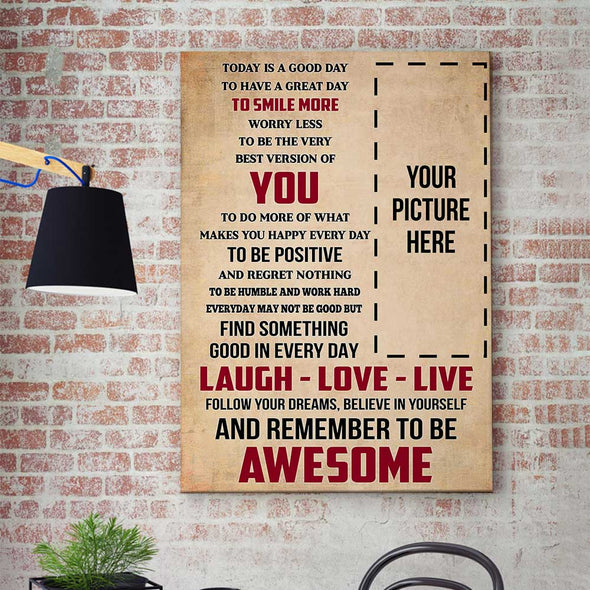 Custom Photo Remember To Be Awesome Baseball Canvas Wall Art Prints