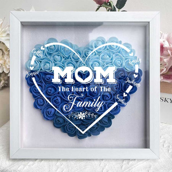 Personalized Mom The Heart of The Family Flower Shadow Box - Gift For Mother's Day