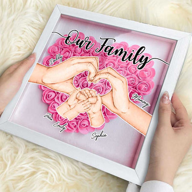 Personalized Our Family Flower Shadow Box - Gift For Mother's Day, Father's Day