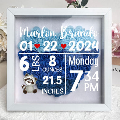 Personalized Baby Birth Stats Flower Shadow Box - Gift For Mother's Day