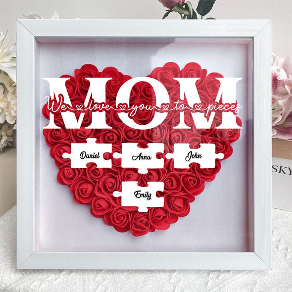 Personalized We Love You to the Pieces Flower Shadow Box - Gift For Mother's Day