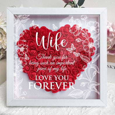Personalized Wife Thank You Flower Shadow Box - Gift For Wife, Mother's Day