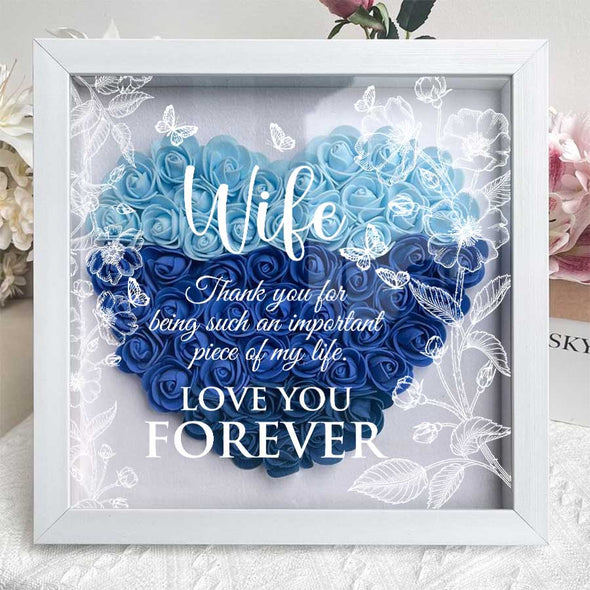 Personalized Wife Thank You Flower Shadow Box - Gift For Wife, Mother's Day