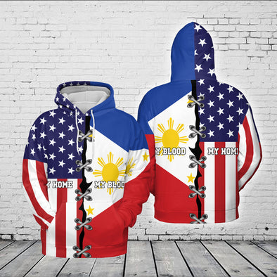 Philippines Flag American My Home Filipino My Blood All-Over Print Hoodie #050622h
