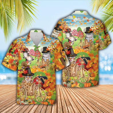 Hawaiian Aloha Shirts Thanksgiving With Cute Cats