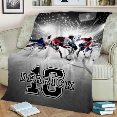 Personalized Grandson Hockey Fleece Blanket