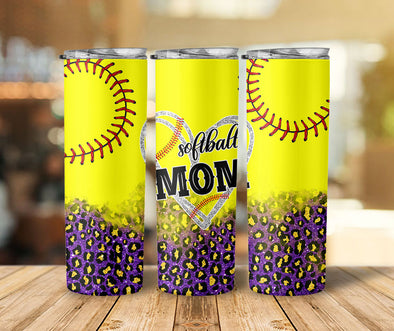 Softball Mom 20oz Skinny Tumbler, Softball Mom, Leopard Tumbler Cup, Mothers Day Gift