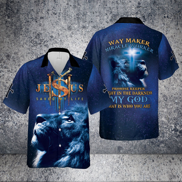 Lion Jesus is my Sarvior Way Maker Hawaiian Aloha Shirts