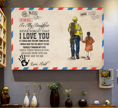 Lineman To My Daughter Father's Day Canvas Wall Art