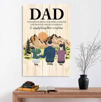 Personalized Dad Thank You Being Our Hero From Daughter And Son Canvas Wall Art