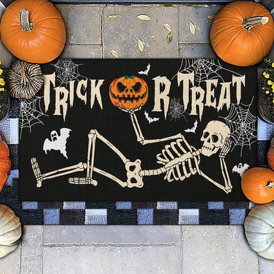 Trick Or Treat Halloween Skeleton Doormat