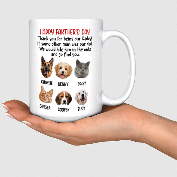 Personalized Thank You For Being Daddy Ceramic Mug 15oz - Gift For Father's Day, Dog Dad
