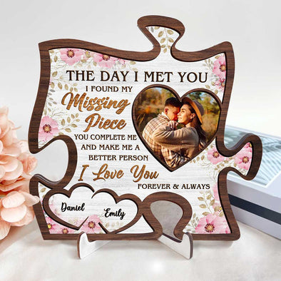 The Day I Met You Personalized Wooden Plaque With Stand- Gift For Couple