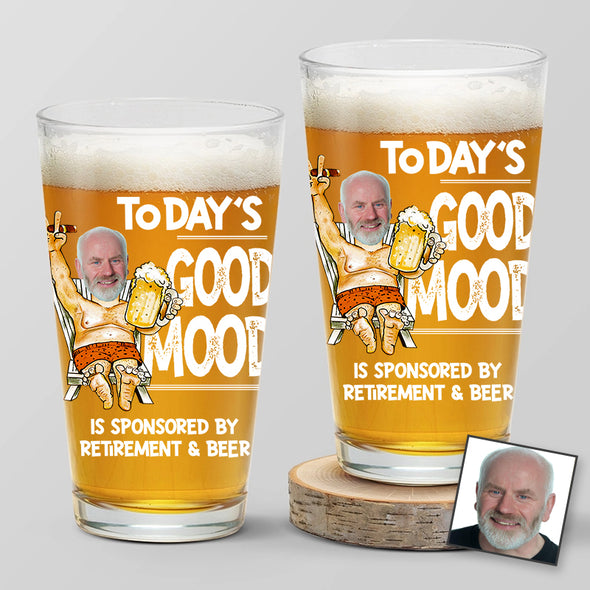 Today's Good Mood Personalized Beer Glass - Gift For Father's Day, Retirement