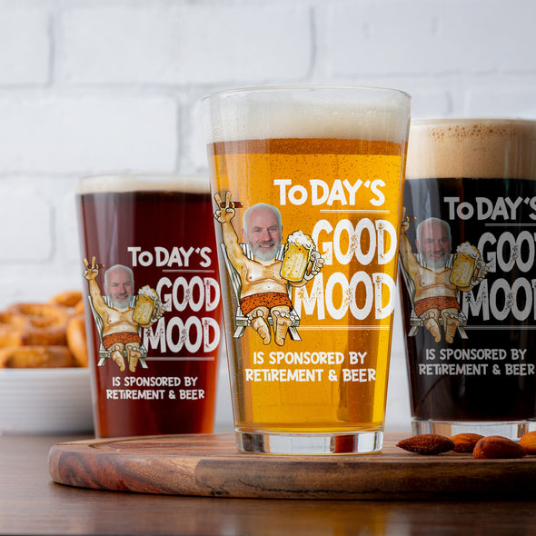 Today's Good Mood Personalized Beer Glass - Gift For Father's Day, Retirement