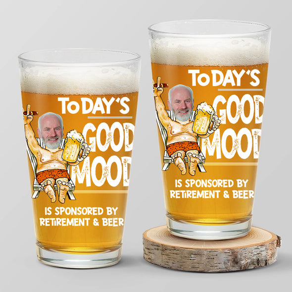 Today's Good Mood Personalized Beer Glass - Gift For Father's Day, Retirement