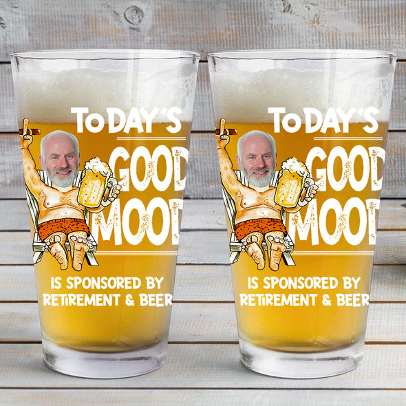 Today's Good Mood Personalized Beer Glass - Gift For Father's Day, Retirement