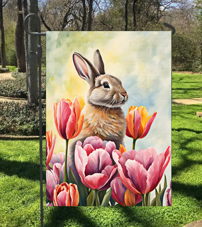 Bunny Tulip Easter Flag Garden Flag - Gift For Easter Day