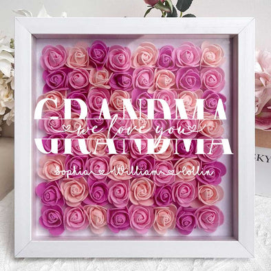 Personalized We Love You Grandma Flower Shadow Box - Gift For Mother's Day