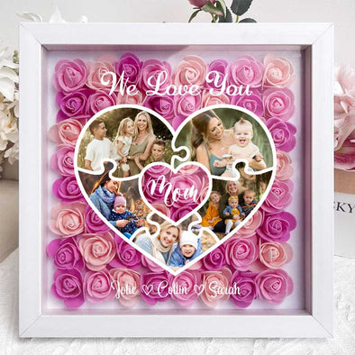 Personalized We Love You Mom By Our Heart Flower Shadow Box - Gift For Mother's Day