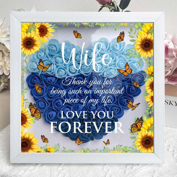 Personalized Wife Thank You Flower Shadow Box - Gift For Wife From Husband