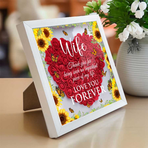 Personalized Wife Thank You Flower Shadow Box - Gift For Wife From Husband