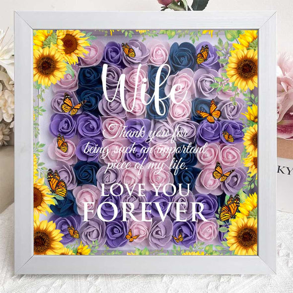 Personalized Wife Thank You Flower Shadow Box - Gift For Wife From Husband