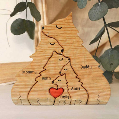 Personalized Fox Family Wooden Puzzle - Gift For Family, Father's Day