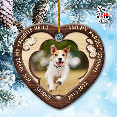 Personalized You Were My Favorite Hello Dog Memorial Ceramic Heart Ornament