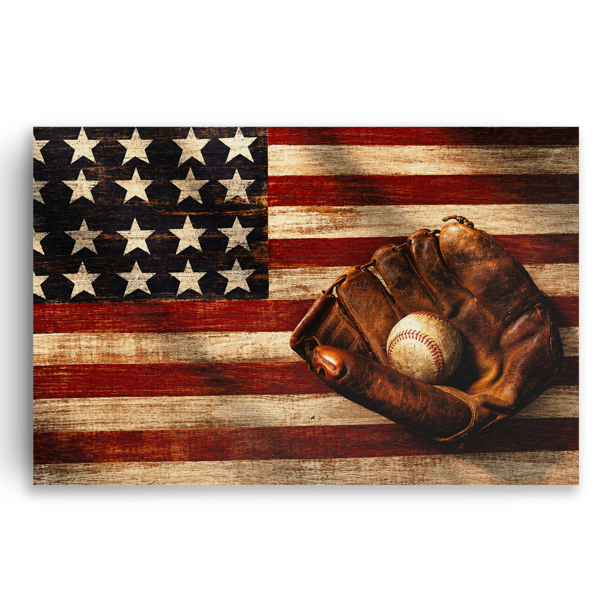 Vintage Baseball American Flag Canvas – Sports Wall Decor