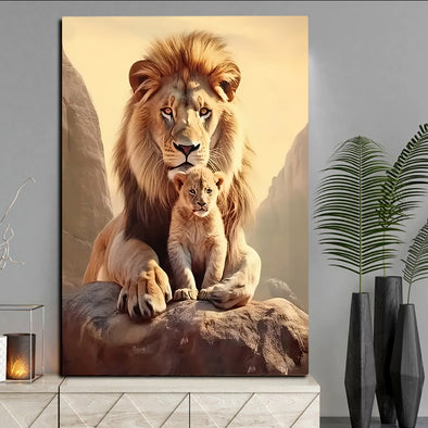 Lions Father And Son Canvas Wall Art