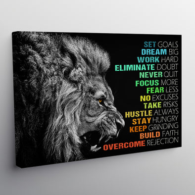 Lion Affirmation Quotes Office Canvas Wall Art