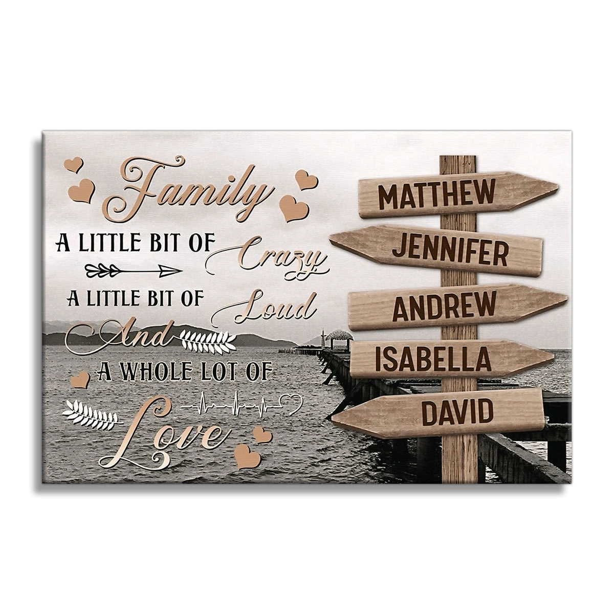 Personalized Family A Little Bit Of Crazy Canvas – Custom Name Sign