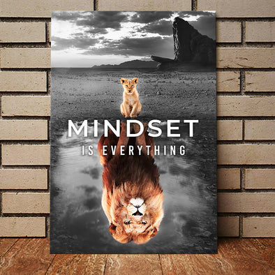 Mindset Is Everything Canvas Wall Art - Lion Canvas