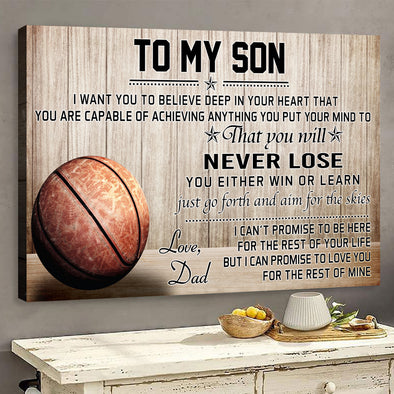 Basketball To My Son Love Dad Canvas Wall Art