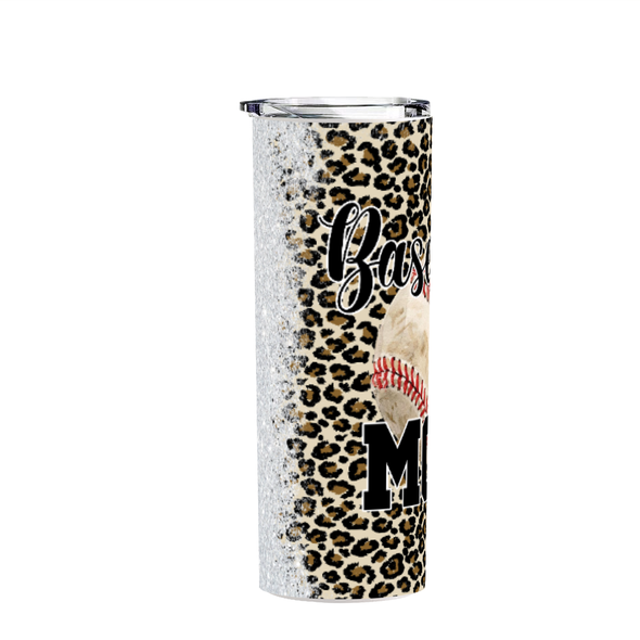 Baseball Mom Stain Steel Tumbler, Leopard Tumbler Cup, Gift for Mom, Baseball Mom Gift