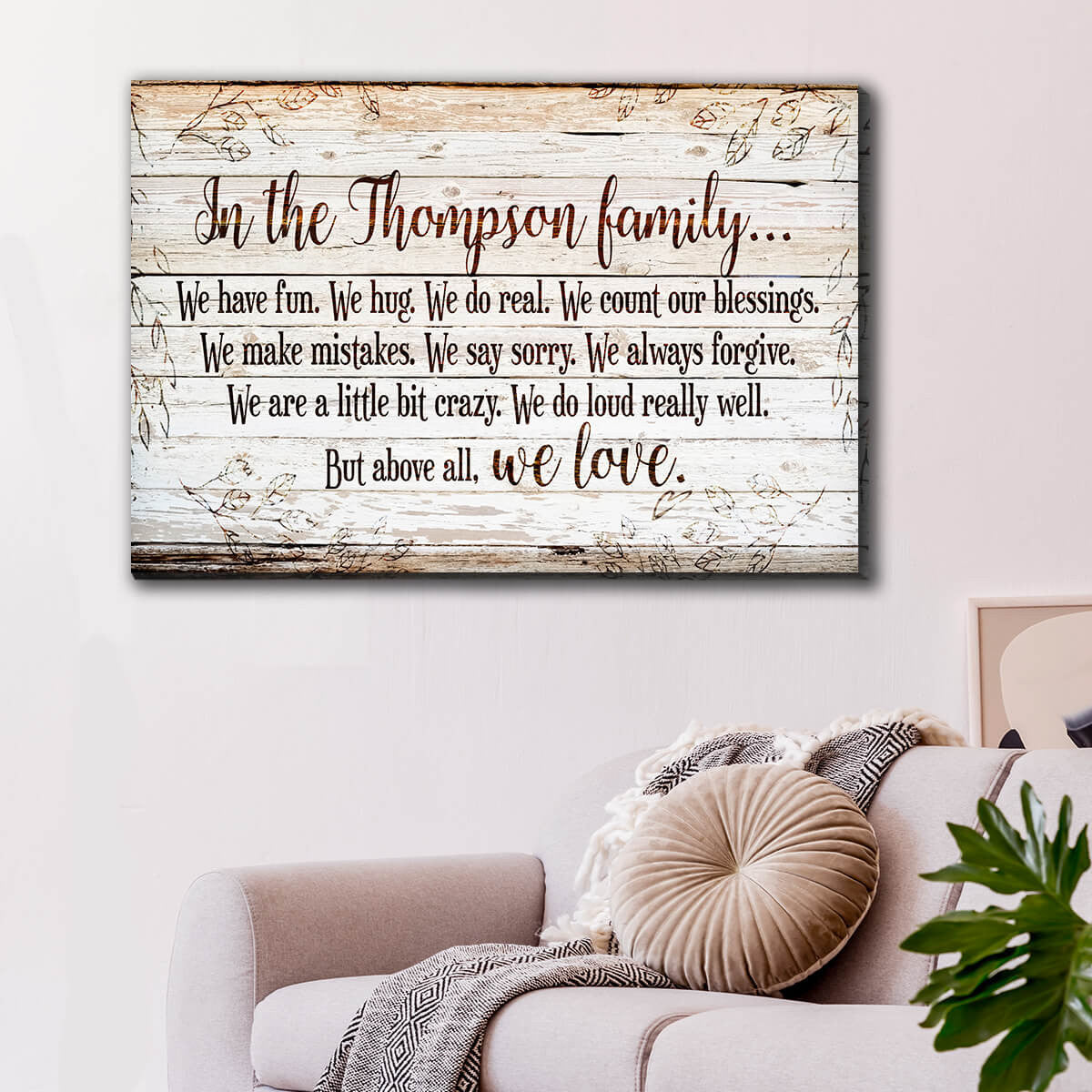Personalized In Our Family.. Above All We Love Premium Canvas