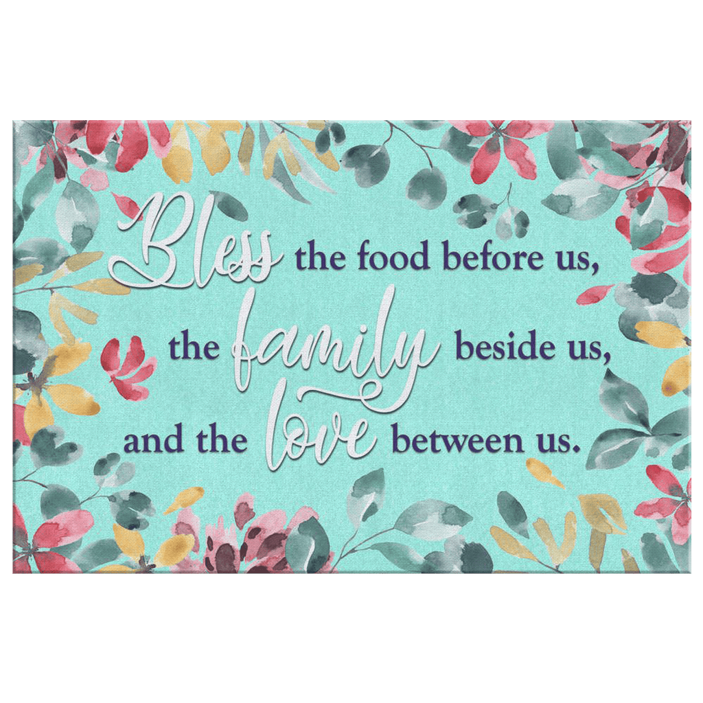 Food, Family, Love Watercolor Premium Canvas