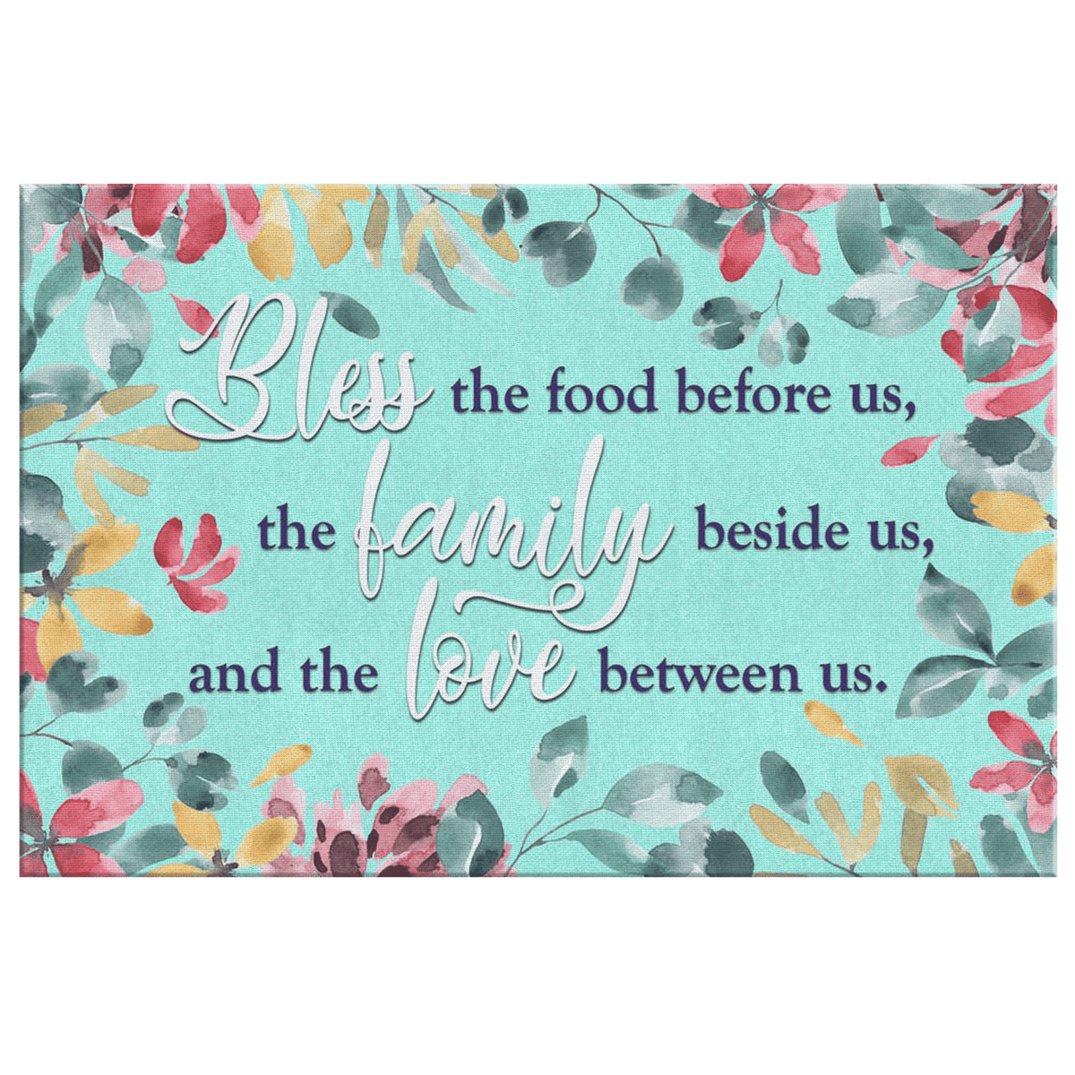 Food, Family, Love Watercolor Premium Canvas