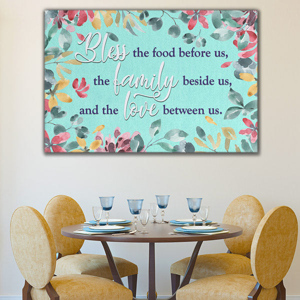 Food, Family, Love Watercolor Premium Canvas