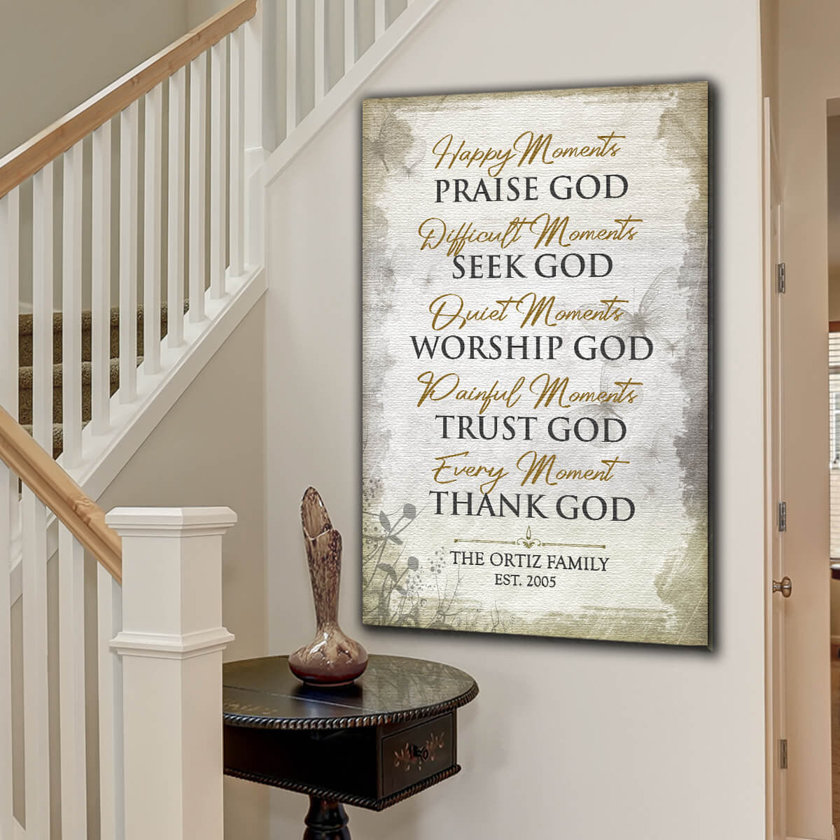 Personalized Family Name Every Moment, Thank God Premium Canvas