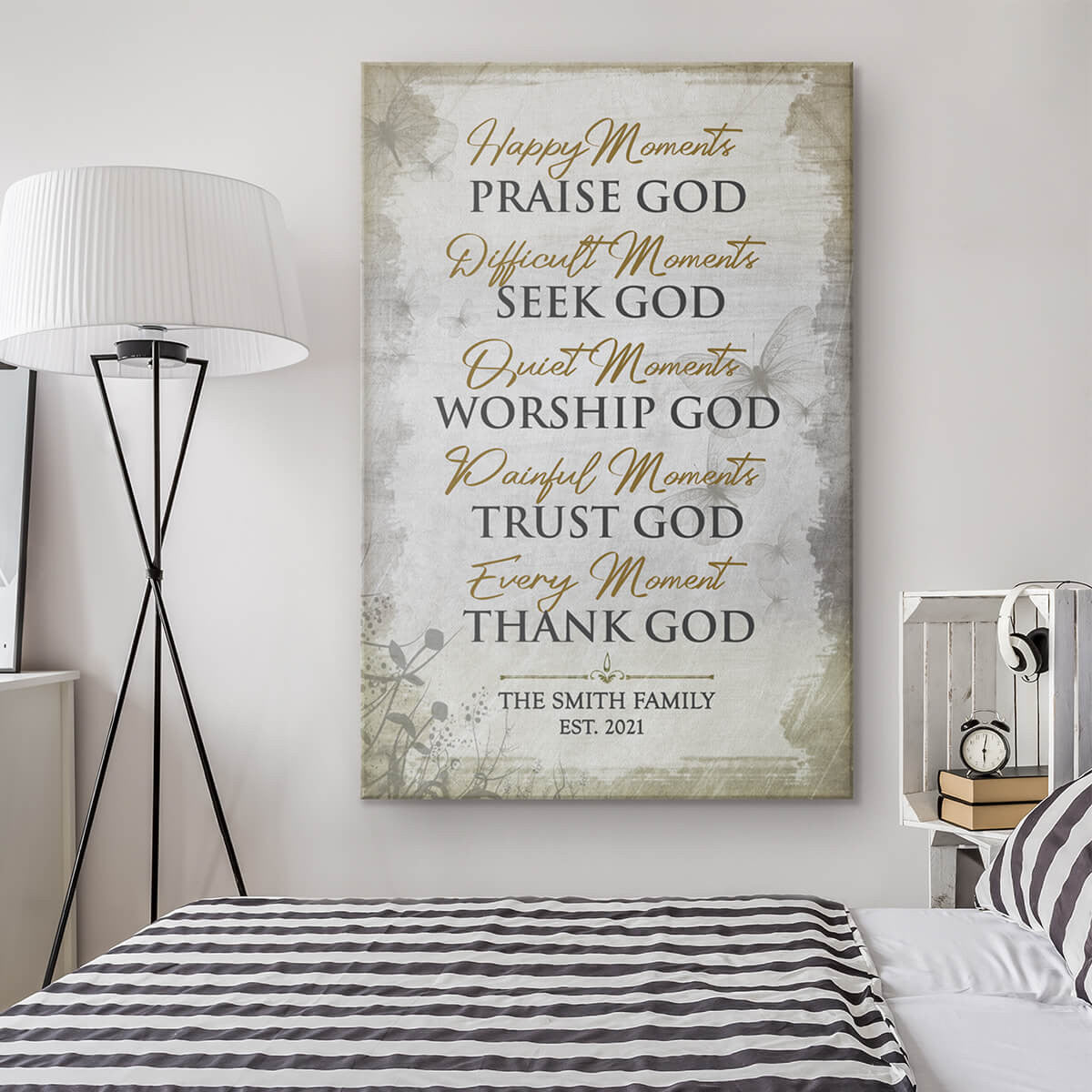 Personalized Family Name Every Moment, Thank God Premium Canvas