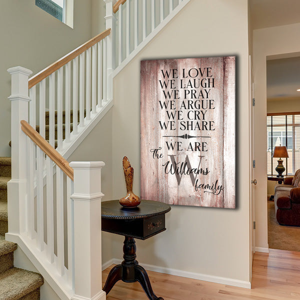 Personalized We Love, We Laugh, We Are Family Premium Canvas