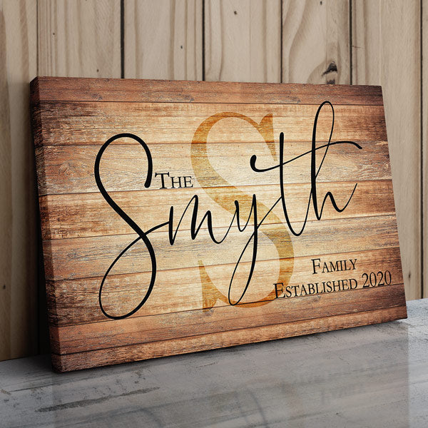 Personalized Rustic Family Name Premium Canvas