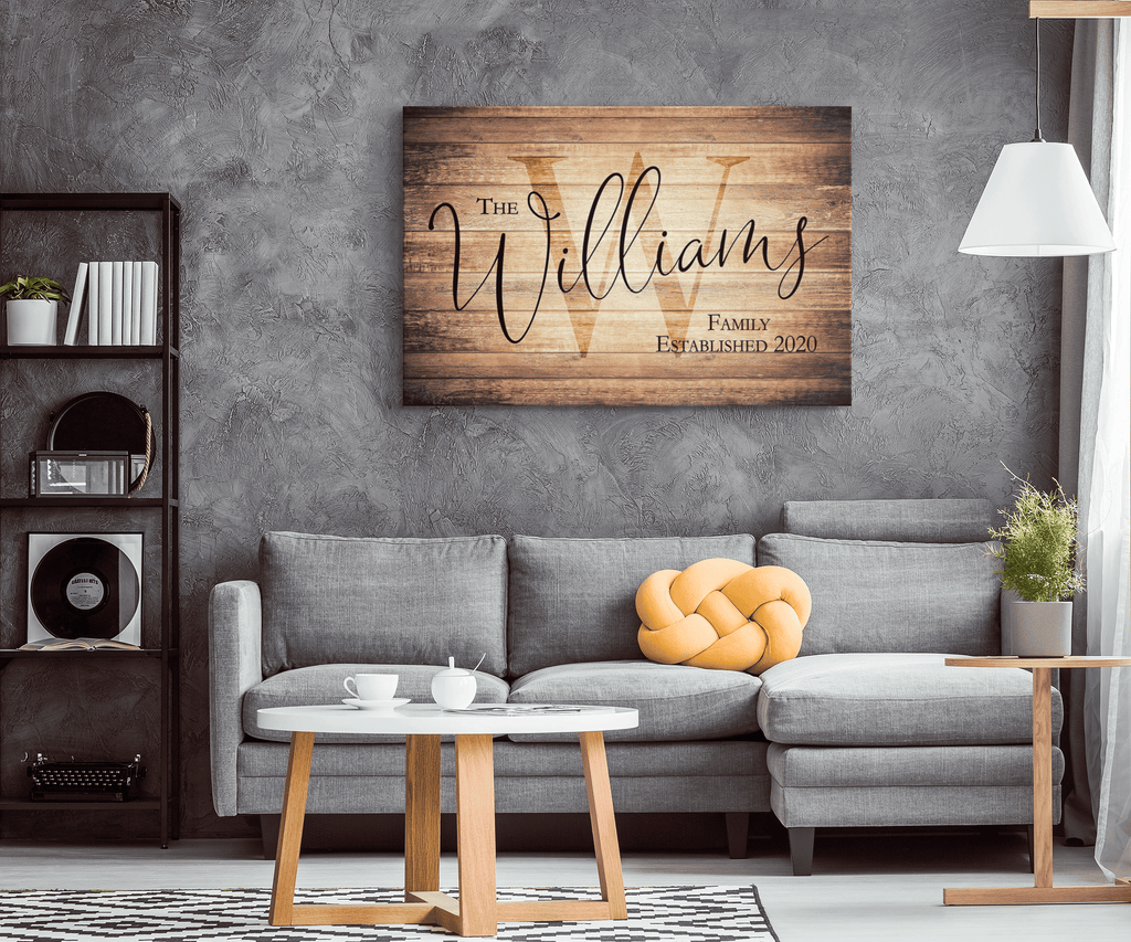 Personalized Rustic Family Name Premium Canvas