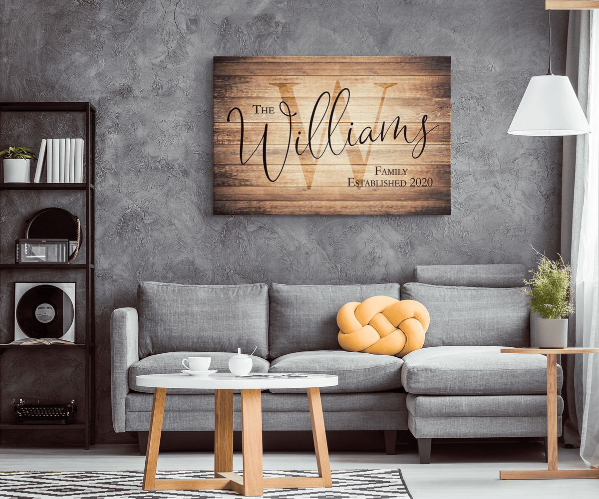 Personalized Rustic Family Name Premium Canvas